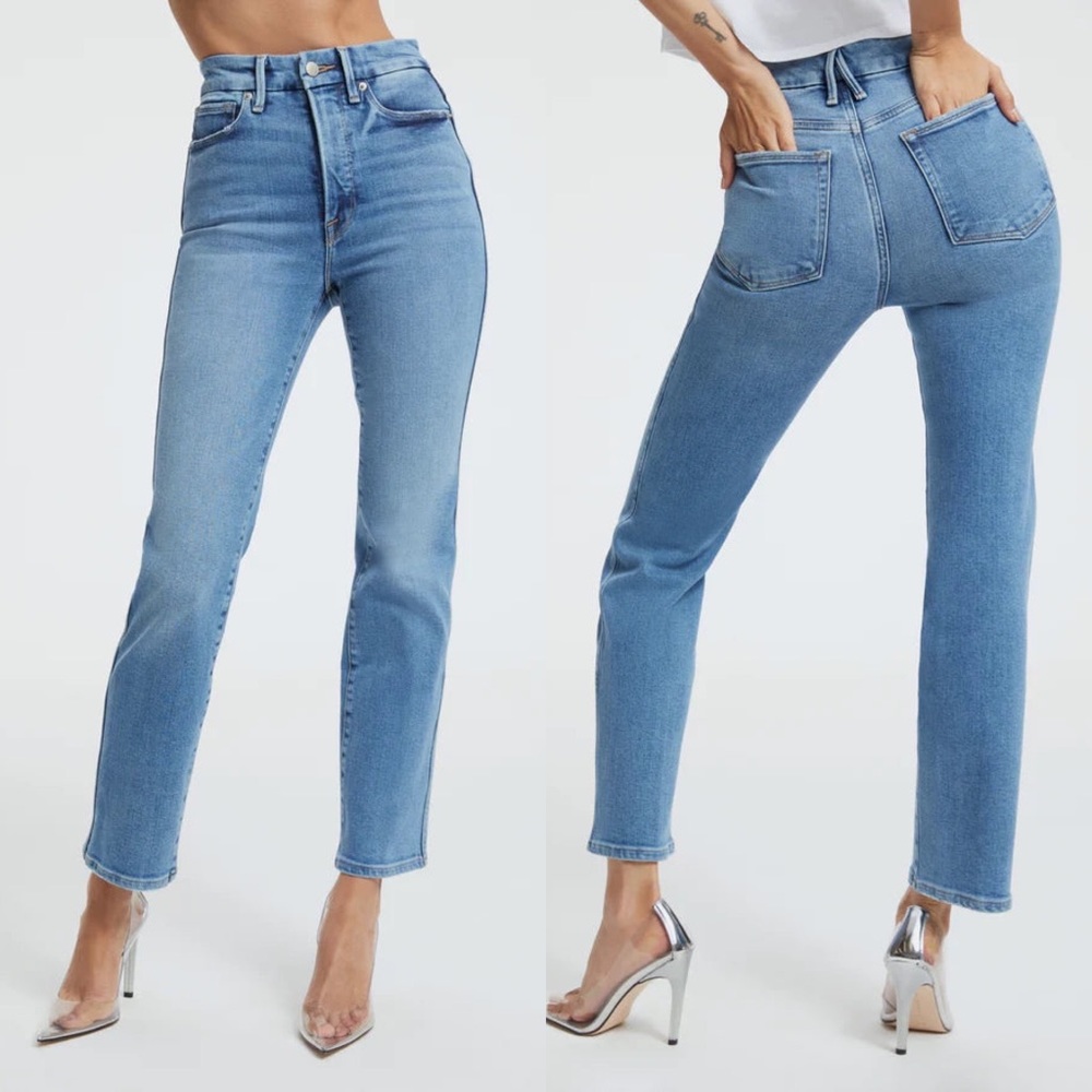 Used Good American Good Curve Straight Jeans